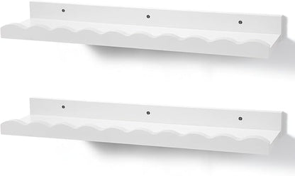 Suzile 2 Pcs Scalloped Shelves Wall Floating Shelves Set for Room, Bathroom, Bedroom, Cute Room Decor Aesthetic and Books, Toys, Photo Frames Storage(12",White)