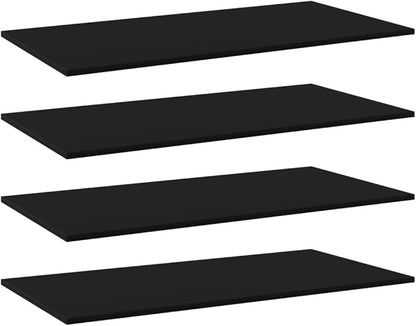 Set of 4 Wall Mounted Floating Shelves, 39.4 Inch Minimalist Engineered Wood Storage Shelf for Living Room, Bedroom and Home Office Display, Black