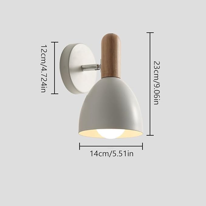 Modern Hardwired Wall Sconces, White Metal Wall Mount Lamp for Bedside Bedroom Living Room, Wooden Indoor Wall Light with E27 Buld