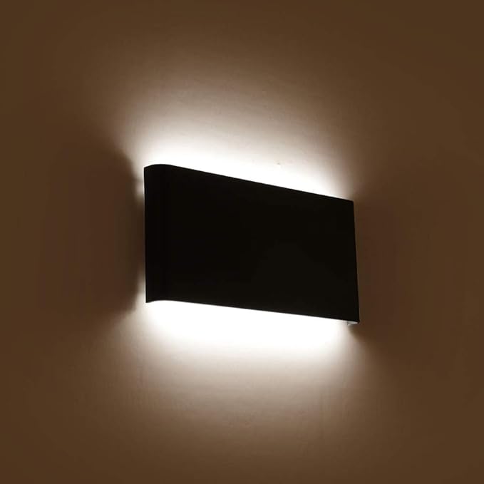 Joosenhouse Black Hallway LED Wall Lamps for Bedroom 10Watt, Modern Up and Down Stairwell Bedside Sconce Wall Decor Light Fixtures Indoor 12 Inches