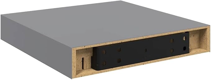 Grey Honeycomb MDF Floating Wall Shelf with Metal Frame, 9.1 x 9.3 x 1.5 Inches, Invisible Mounting for Modern Decor, Storage Solution, Sturdy and Easy Maintenance for Living