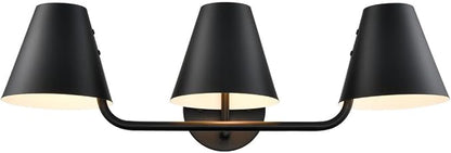 DIRYZON 3 Light Bathroom Vanity Light,Industrial Black Wall Sconces,Rustic Wall Light Fixtures with Metal Shade for Hallway Kitchen Sink