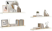 Wall Shelf Set of 4 Oak and White Honeycomb MDF Metal Floating Shelves 31.5 Inch Long Modern Display Storage for Home Office