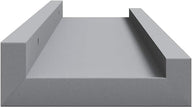 Gray MDF Floating Frame Ledge Shelf Set of 2, Modern U-Shaped Wall Mounted Shelves for Displaying Photos Artwork Decor