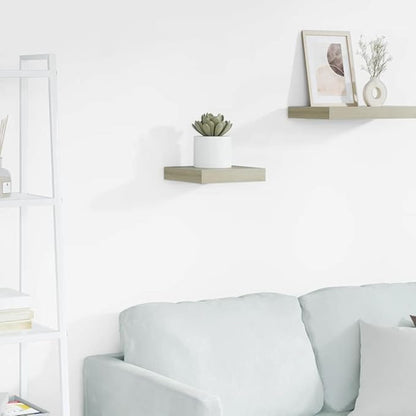 Floating Wall Shelf Oak Honeycomb MDF Metal Mounted Display Storage 4 Pieces Set for Living Room Office Books Plants Photos