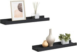 Picture Frame Ledge Shelves 2 Pack, Black Wall Mounted Display Shelves for Photos, 15.7 Inch U-Shaped MDF Floating Shelf, Easy Install Home Decor for Living Room Bedroom Office