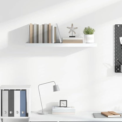 High Gloss White Floating Wall Shelf with Invisible Mounting System, 31.5 Inch Long Modern Honeycomb MDF Shelf for Display and Storage, Durable Metal Bracket Supports 22 lbs,