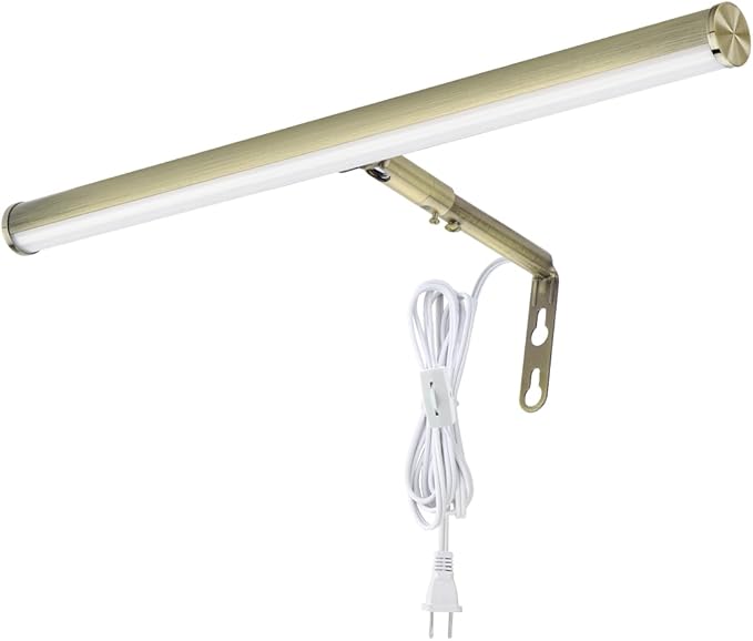 LED Picture Lights for Paintings Plug in, 16inch 6W Adjustable Art Light Gallery Wall Light for Display Art Work, Antique Brass Finish, CRI90+, 3000K Warm White