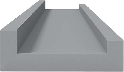 Frame Ledge Shelf Set of 2 Grey MDF Medium Wall Mounting Floating Picture Display for Photos Artwork Modern Decor Living Room Bedroom