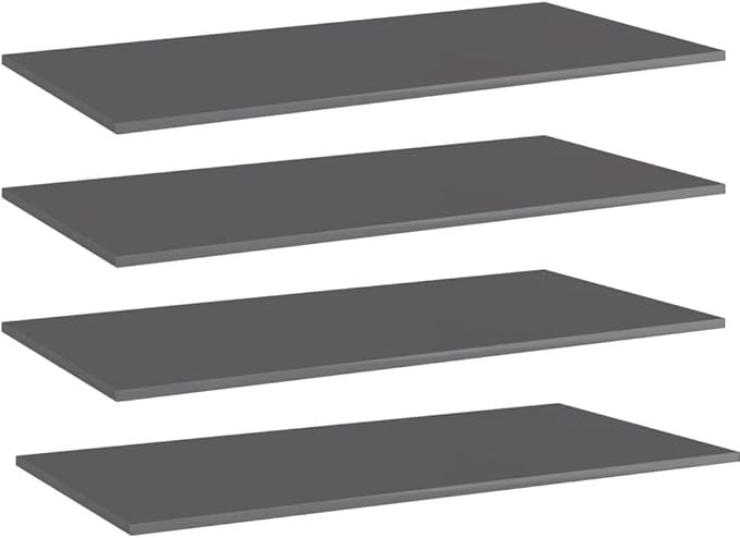 Set of 4 Floating Shelves, 31.5 Inch Modern Wall Mounted Storage Shelves, High Gloss Grey Engineered Wood Display Ledges for Living Room and Bedroom