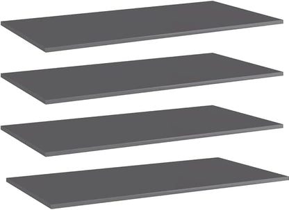 Set of 4 Floating Shelves, 31.5 Inch Modern Wall Mounted Storage Shelves, High Gloss Grey Engineered Wood Display Ledges for Living Room and Bedroom