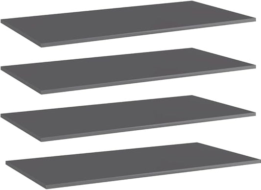 Set of 4 Floating Shelves, 31.5 Inch Modern Wall Mounted Storage Shelves, High Gloss Grey Engineered Wood Display Ledges for Living Room and Bedroom