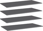 Set of 4 Floating Shelves, 31.5 Inch Modern Wall Mounted Storage Shelves, High Gloss Grey Engineered Wood Display Ledges for Living Room and Bedroom