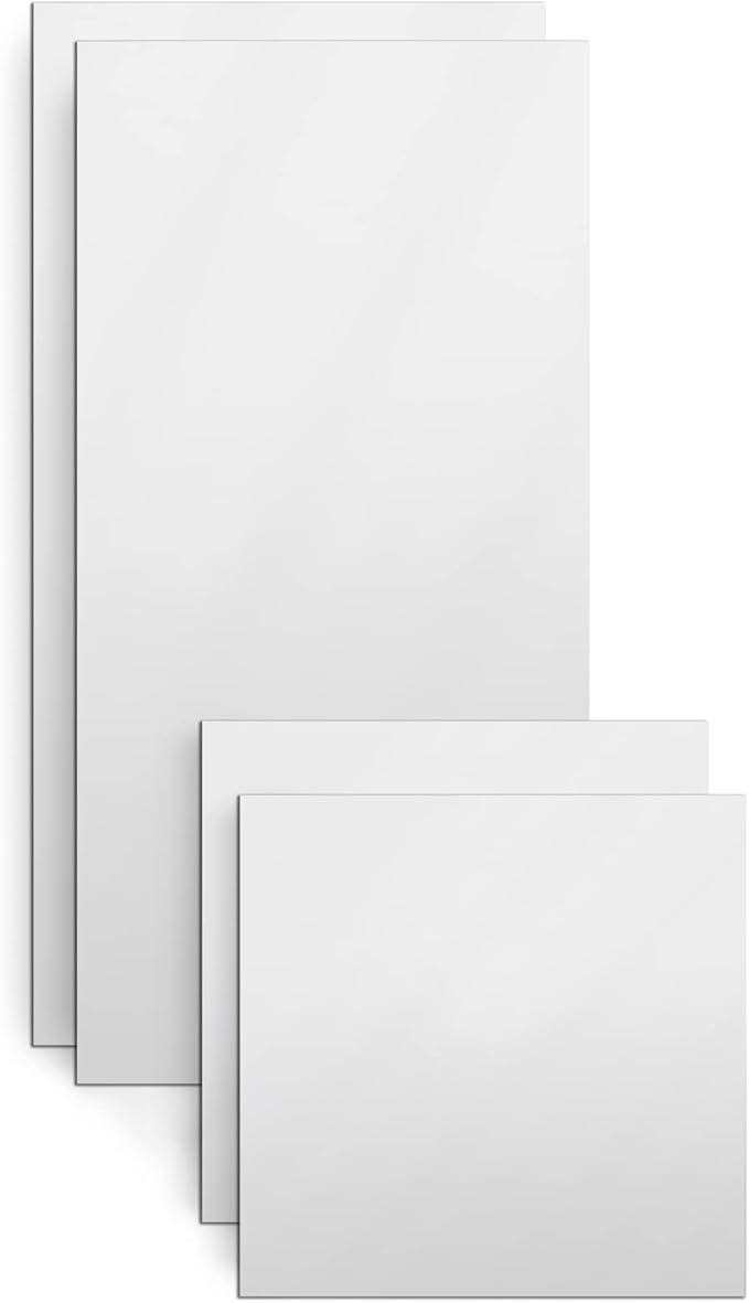 Americanflat Adhesive Mirror Tiles - Set of 4 - Frameless Rectangular and Square Mirrors for Wall or Home Decor - Peel and Stick Mirrors - Modern Glass Mirror for Bathroom, Bedroom, Living Room