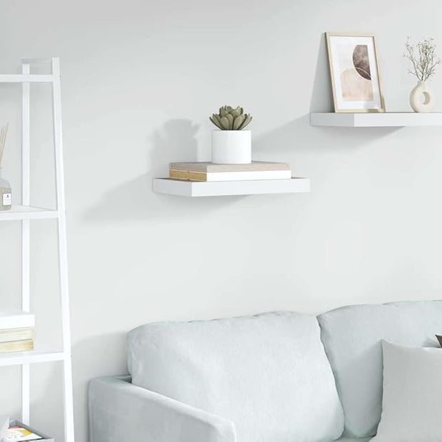 Floating Wall Shelf Oak White Honeycomb MDF Metal Modern Invisible Mounting System Durable Multicolored Surface Space Saving Design Versatile Display