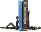 Ambipolar Yoga-Style Black Decorative Bookends, Cast Iron Book Stand to Hold Books Heavy Duty, Book Stoppers for Home Decor, Office Desk, Living Room Decor