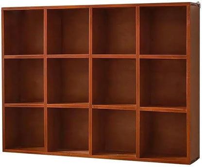 Shadow Box Display Shelf, Wall Mounted Wooden Hanging Display Shelf Floating Shelf Perfect for Little Figurines, Multi-Slot Wall Collection Freestanding Farmhouse Decor Display Case (Brown, 12 Slot)