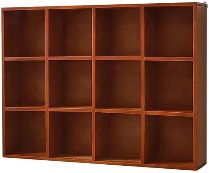 Shadow Box Display Shelf, Wall Mounted Wooden Hanging Display Shelf Floating Shelf Perfect for Little Figurines, Multi-Slot Wall Collection Freestanding Farmhouse Decor Display Case (Brown, 12 Slot)