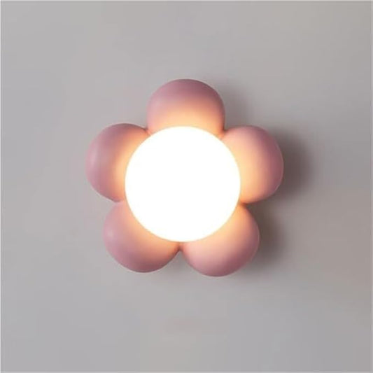 Modern Minimalist Wall Lamp Cream Flower Accent Light for Bedroom Living Room Study Room Dining Room Stairs Porch Hall Restaurant Wall Mounted Lamp Creative Simplicity Wall Sconce(Pink)
