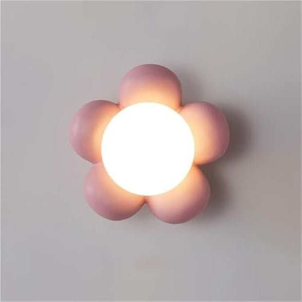 Modern Minimalist Wall Lamp Cream Flower Accent Light for Bedroom Living Room Study Room Dining Room Stairs Porch Hall Restaurant Wall Mounted Lamp Creative Simplicity Wall Sconce(Pink)