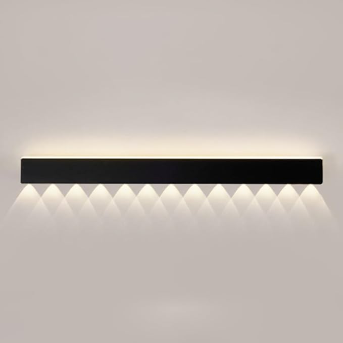 LED Wall Light, Ultra-Thin Black Metal Sconce with Mini Spotlight, Up and Down Lighting for Bedroom, Living Room, and Hallway - 3000K Warm White(120CM)