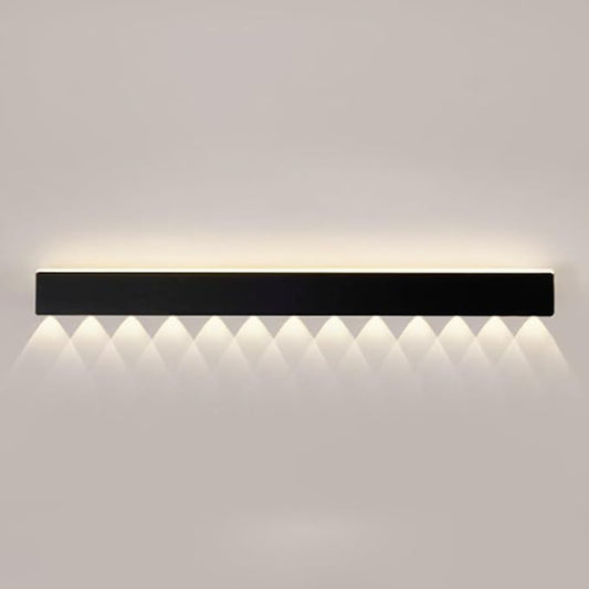 Black Long Strip Wall Light, Ultra-Thin Metal Wall Sconce, Modern LED Wall Lamp with Mini Spotlight, Up and Down Lighting Wall Lights, 3000K Warm Light Decorative Wall Lamp Fixture
