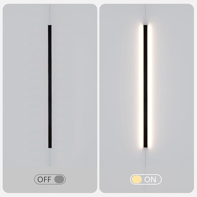 Black Linear Wall Sconce Lighting, Modern LED Wall Light Fixture, Minimalist Long Strip Wall Lamp, Interior Decoration Wall Mounted Lamp for Bedroom Bedside Living Room Corridor Stairs