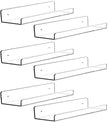CY craft 6 PCS Acrylic Invisible Floating Bookshelf for Kids Room,15 inch Modern Picture Ledge Display Toy Storage Wall Shelf 5MM Thick U Shelves Storage Rack