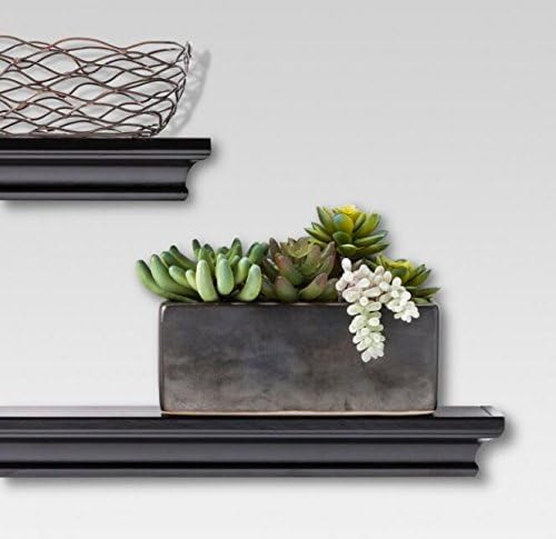 AHDECOR Black Floating Shelves, Modern Wall-Mounted Shelves for Home Decor and Storage in Bedroom, Kitchen, Livingroom and Office, Set of 2