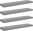 Wall Shelf Set of 4 Grey Honeycomb MDF Metal Floating Shelves 35.4x9.3x1.5 in for Home Organization and Decoration, Durable Modern Display Storage Solution