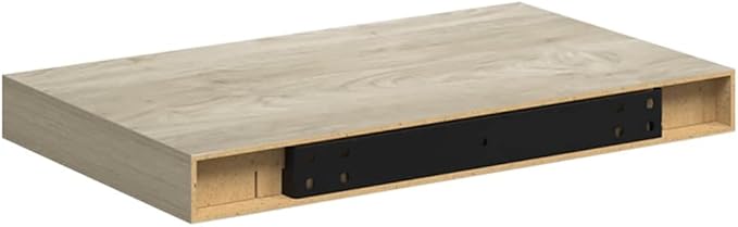 Set of 2 Oak Honeycomb Floating Wall Shelves, Modern MDF and Metal Storage, 15.7 x 9.1 x 1.5 Inches, Invisible Mounting System for Home Decor and Display