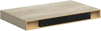 Set of 2 Oak Honeycomb Floating Wall Shelves, Modern MDF and Metal Storage, 15.7 x 9.1 x 1.5 Inches, Invisible Mounting System for Home Decor and Display