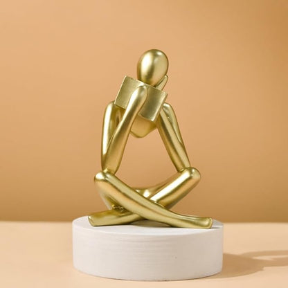 Style-B Gold, Creative Abstract Thinker Bookend for Home Aesthetic, Study, and Wine Cabinet – Stylish Shelf Decor Accent and Thoughtful Gift for Living Room, Bar, or Coffee Shop