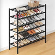 Smiry Bamboo Shoe Rack for Closet, 6 Tier Long Wooden Stackable Shoe Organizer, Free Standing Shoes Storage Shelf for Entryway, Front Door Entrance, Black