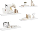 White Honeycomb MDF Floating Wall Shelf Set of 4, 35.4 Inch Long Metal Brackets for Stylish Display and Space Saving Storage