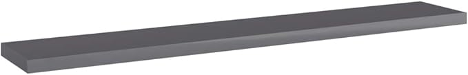 Set of 4 Wall Mounted Floating Shelves, 23.6 Inch High Gloss Grey Engineered Wood Storage Boards for Bedroom, Living Room and Home Office Decor