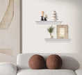 AHDECOR Modern White Floating Shelves, Sleek Wall Mounted Storage Solution for Living Room, Bedroom, Bathroom, and Kitchen Decor, Set of 2