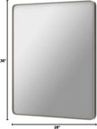 28x36 Inch Brushed Nickel Bathroom Mirror, Brushed Silver Metal Framed Wall Mirror, Rounded Rectangle Bathroom Vanity Mirror, Anti-Rust, Shatterproof (Horizontal/Vertical)