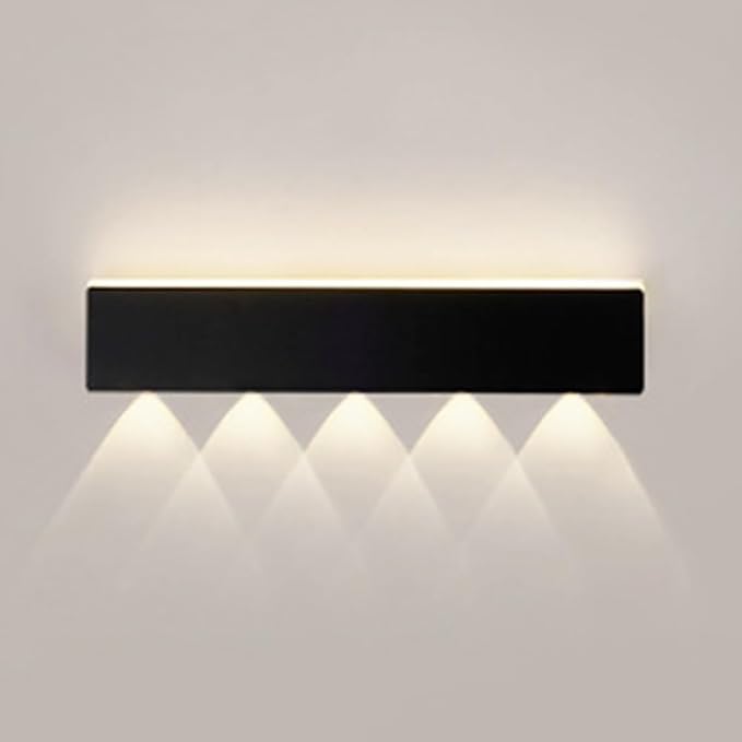 LED Wall Light, Ultra-Thin Black Metal Sconce with Mini Spotlight, Up and Down Lighting for Bedroom, Living Room, and Hallway - 3000K Warm White(40CM)