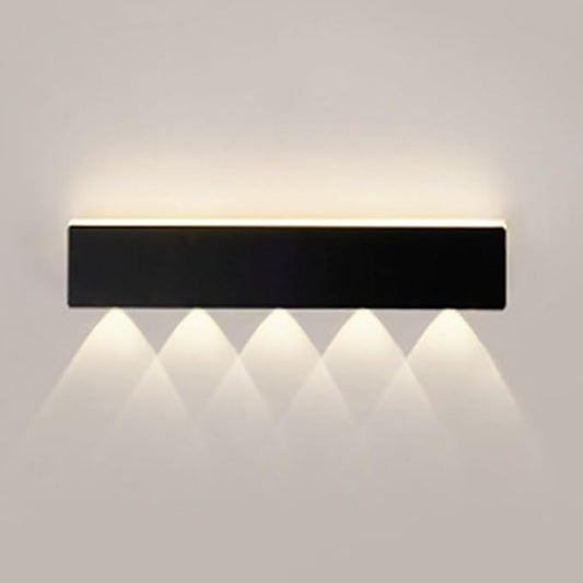 Black Long Strip Wall Light, Ultra-Thin Metal Wall Sconce, Modern LED Wall Lamp with Mini Spotlight, Up and Down Lighting Wall Lights, 3000K Warm Light Decorative Wall Lamp Fixture