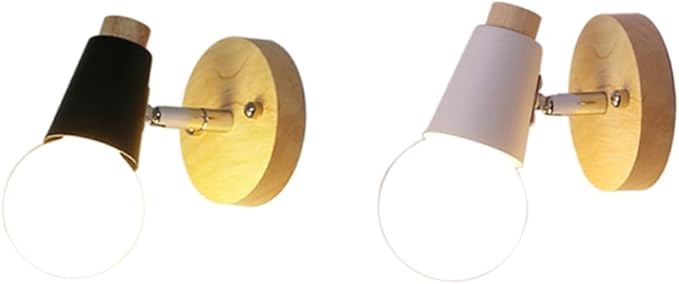 Mikikit Minimalist Solid Wood Wall Lamp Modern Decorative Light Fixture for Bedroom Living Room and Hallway White Finish No Bulb Included