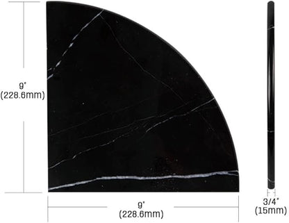 Black Marble Corner Shower Shelf, 9 Inch Carrara White Marble Corner Shelf for Bathroom Shower Decor, Wall Mounted, Polished, 1 Pcs