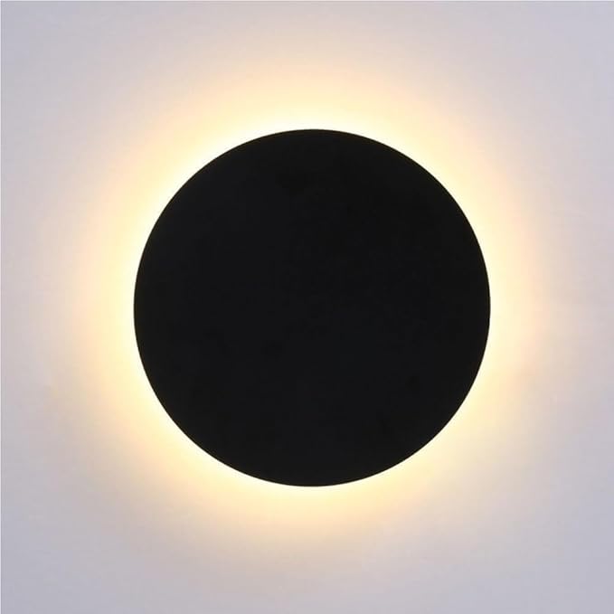 Round Wall Sconce Nordic Ultra Thin Modern Minimalist Circular Wall Lamp for Living Room Bedroom Hallway Stairway Bedside(Black(4500K),13cm/5.11in)