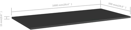 Set of 4 Wall Mounted Floating Shelves, 39.4 x 19.7 Inch High Gloss Black Engineered Wood Display Shelving for Living Room, Bedroom, and Home Office Storage