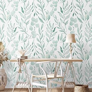 WENMER Green Leaf Wallpaper Floral Peel and Stick Wallpaper 17.7