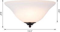 13 inch Half Moon Wall Sconce, 1-Light Dimmable Wall Light Fixture, Modern Wall Lamp with White Frosted Glass Shade for Bedroom, Living Room, Hallway