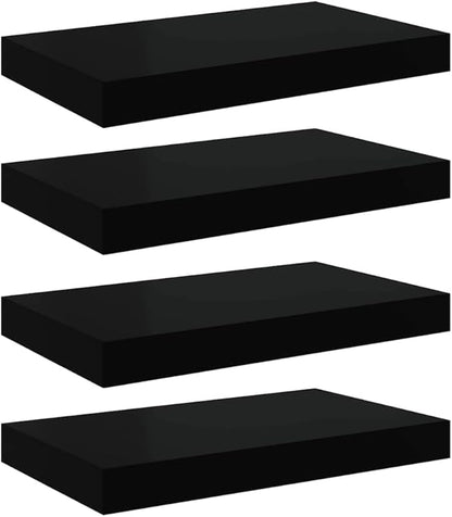 Black Honeycomb MDF Metal Small Wall Shelf Set of 4, Floating Wall Shelves for Modern Home Decor and Space Saving Storage