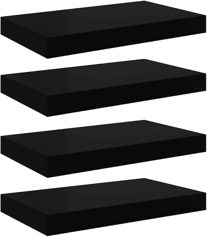 Black Honeycomb MDF Metal Small Wall Shelf Set of 4, Floating Wall Shelves for Home Decor and Space Saving Storage, Modern Display Shelves for Living Room Bedroom Office