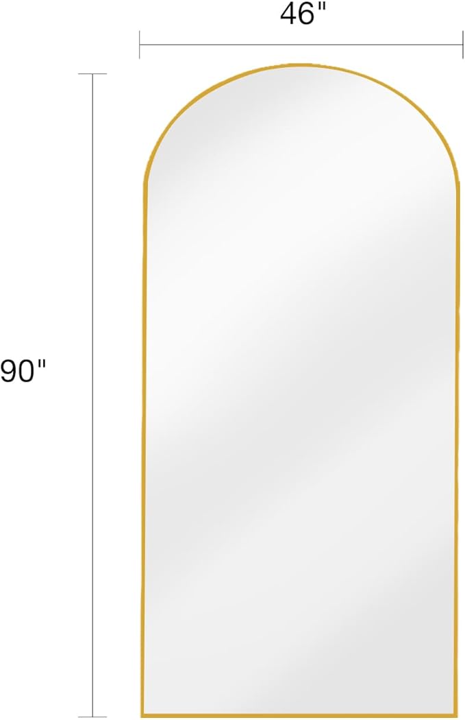 Arched Full Length Mirror, Floor Mirror with Stand, 90