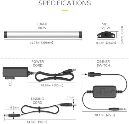 GETINLIGHT 12-inch Plug-in LED Under Counter Lights for Kitchen, Soft White 3000K, Pack of 6, IN-0110-26-SN